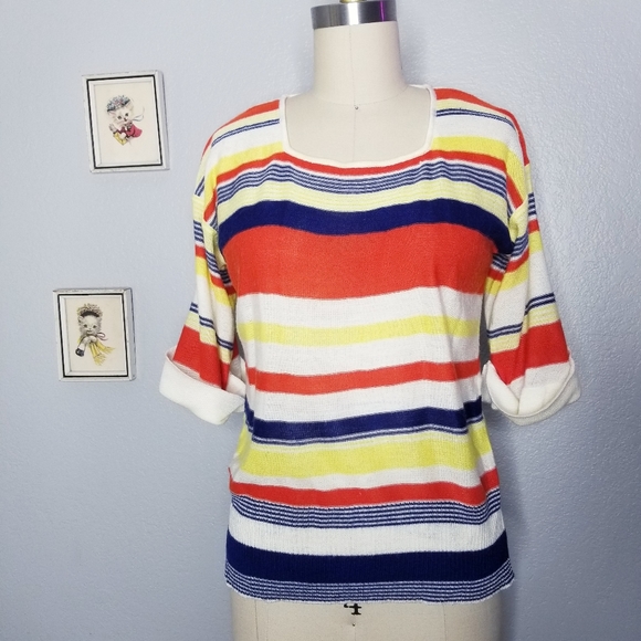 Vintage 70s ms. Doris striped sweater top sz small - Picture 7 of 7